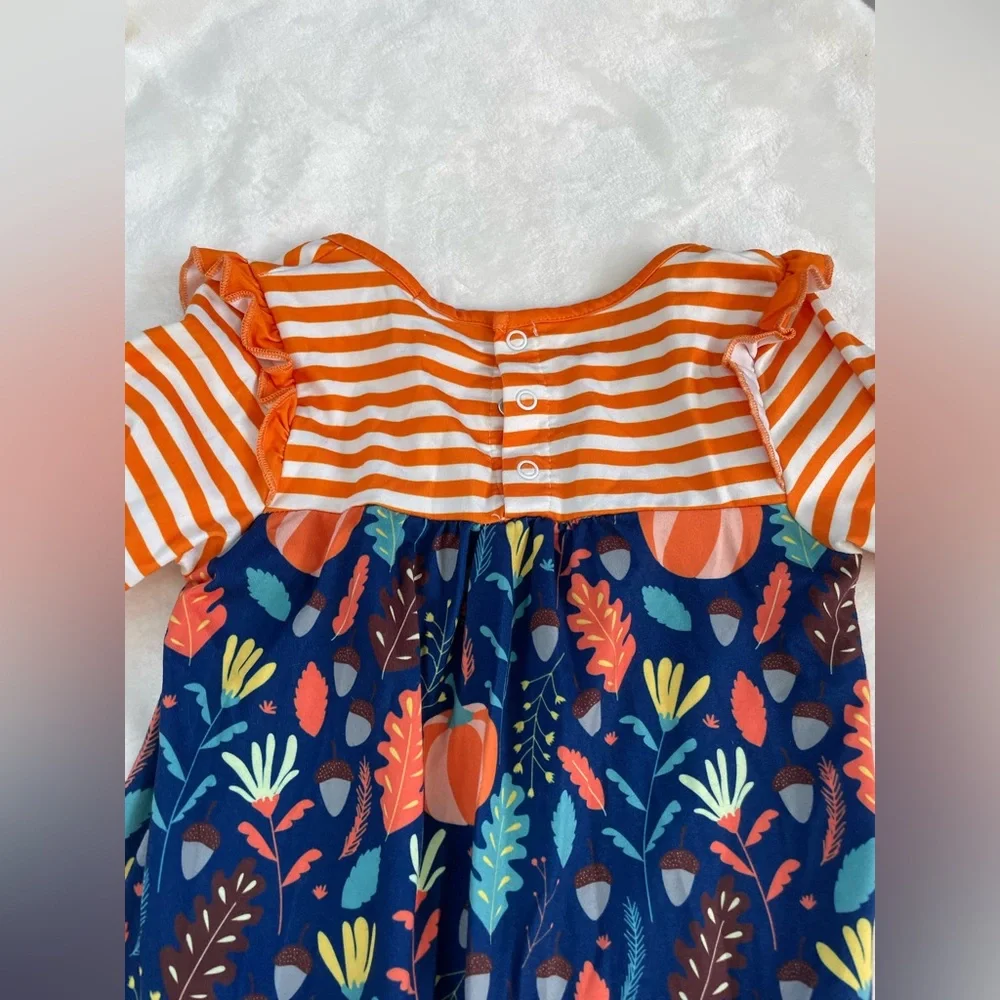 EUC Little Millie Fall Themed Girl’s Ruffled Jumpsuit